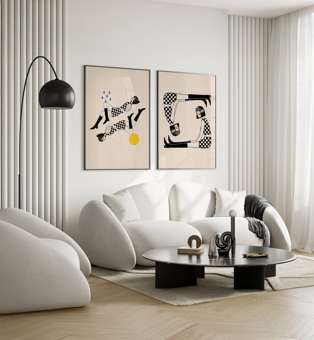 Transform your space with OSCILLATING THOUGHTS SET, SET OF 2 PAINTINGS featuring vibrant abstract designs.