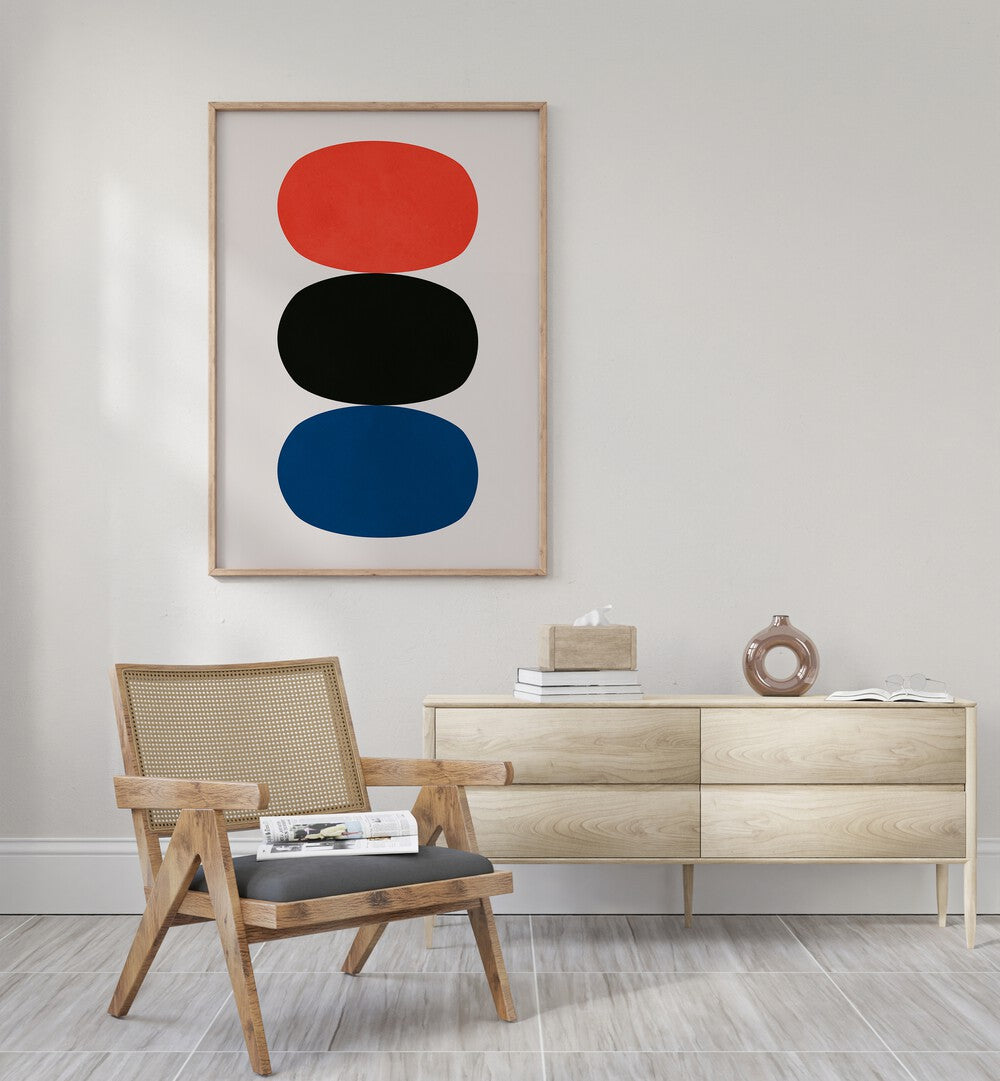 OVALS IN BALANCE, GEOMETRIC ART PRINTS add a modern touch to any space with vibrant colors and bold design.