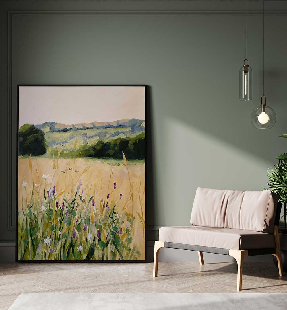 OAKS AND TALL GRASS , LANDSCAPE PAINTINGS