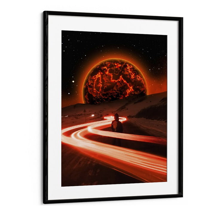 Captivating OBLIVION, SURREAL ART PRINTS by Ritvik Takkar, featuring a mesmerizing cosmic landscape in a black frame.