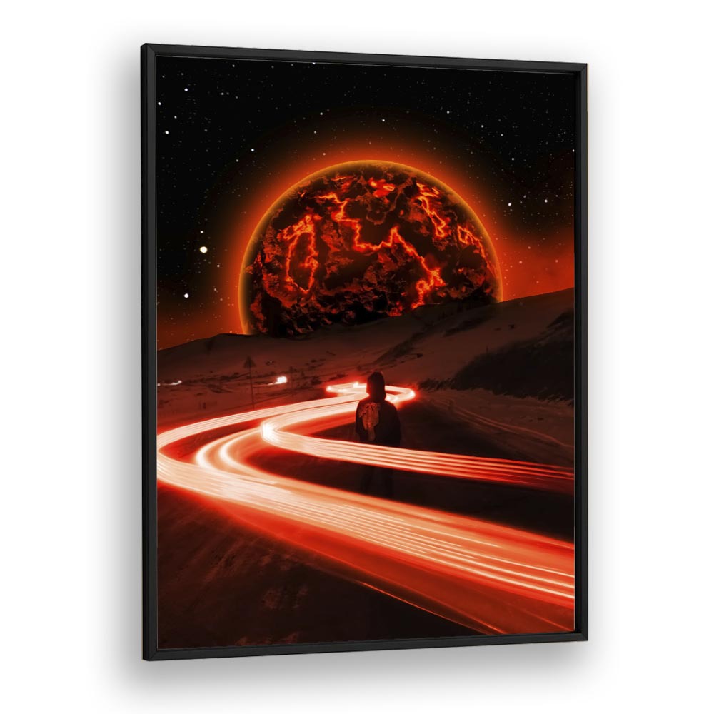 Captivating OBLIVION, SURREAL ART PRINTS by Ritvik Takkar, featuring a vibrant cosmic landscape and light trails.