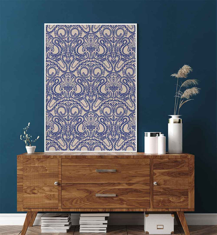 OKTOPUS DAMAST INK BLUE , PATTERN ART PRINTS