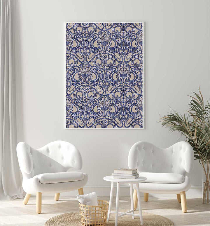 OKTOPUS DAMAST INK BLUE , PATTERN ART PRINTS