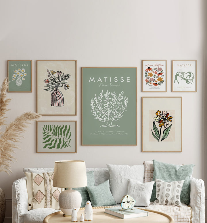 Enhance your living space with the OLIVE GREEN GALLERY WALL, showcasing stunning framed art prints and elegant designs.