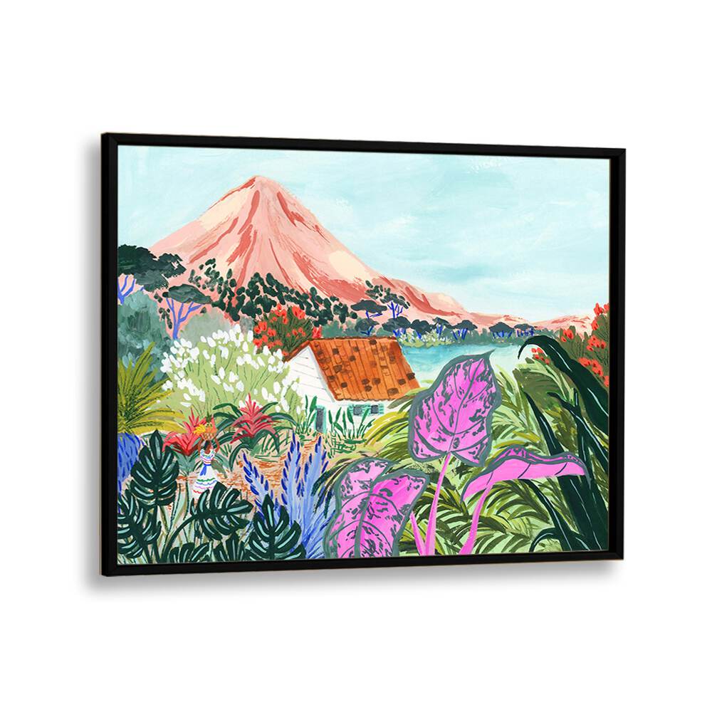 Vibrant Ometepe landscape paintings by Sarah Gesek, showcasing lush flora and stunning mountain views for your decor.