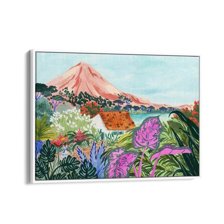 Vibrant Ometepe landscape paintings by Sarah Gesek, showcasing lush greenery and mountains, perfect for your decor.