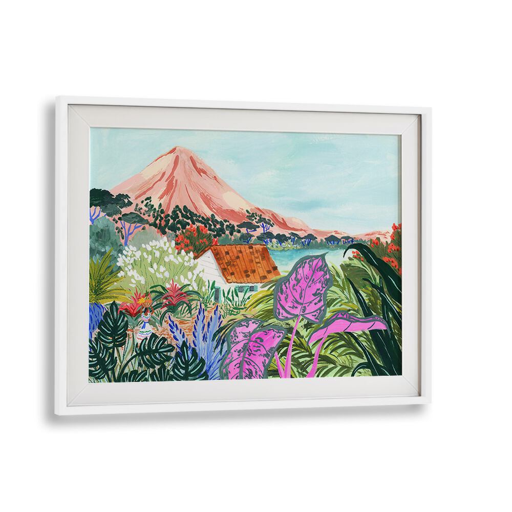 Vibrant Ometepe, landscape paintings by Sarah Gesek, showcasing lush nature and serene mountains in a framed art print.