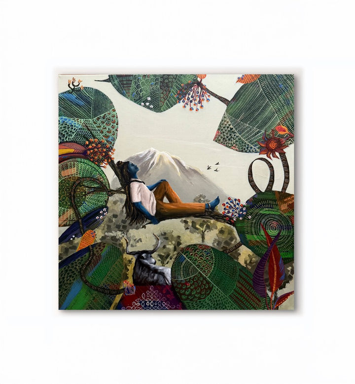 ONE SERENE EVENING OUTSIDE KAILASA , HANDMADE ARTWORKS