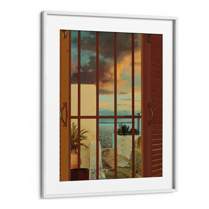 OPEN WINDOW, SURREAL ART PRINTS by Cosmo Zach features a stunning view, blending creativity and elegance in decor.