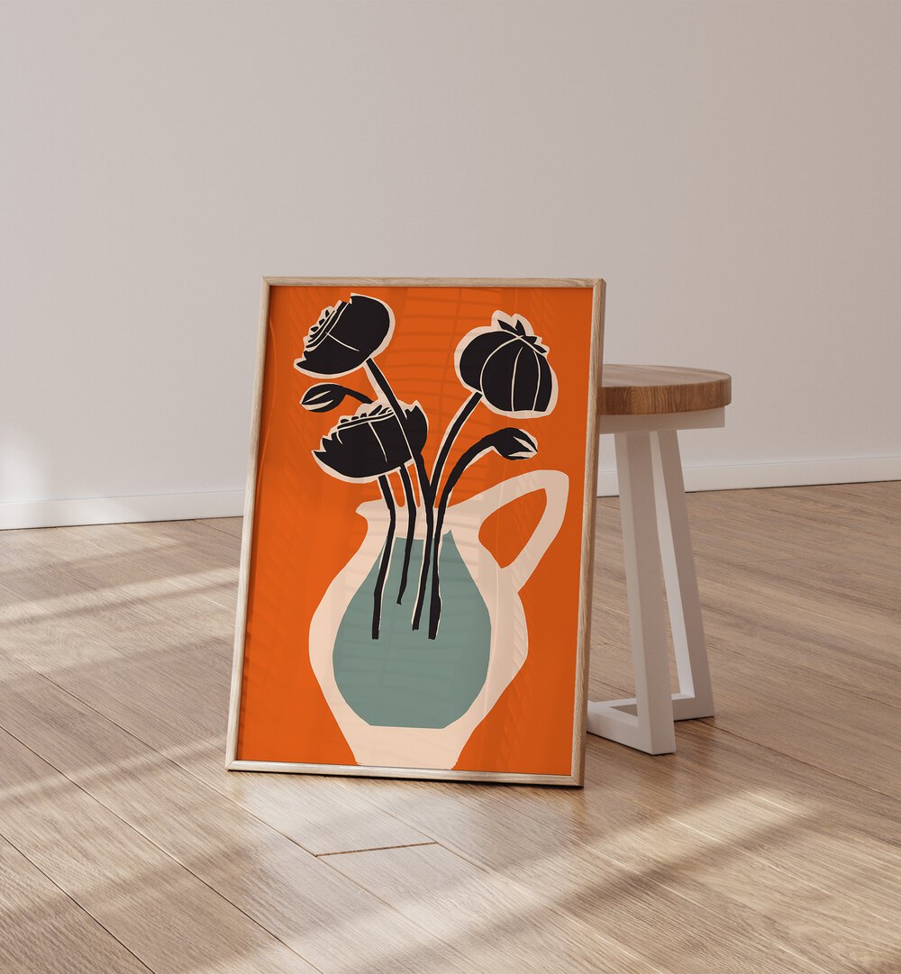 Framed art print featuring vibrant florals, perfect for your ORANGE SHADES GALLERY WALL or GALLERY WALLS decor.