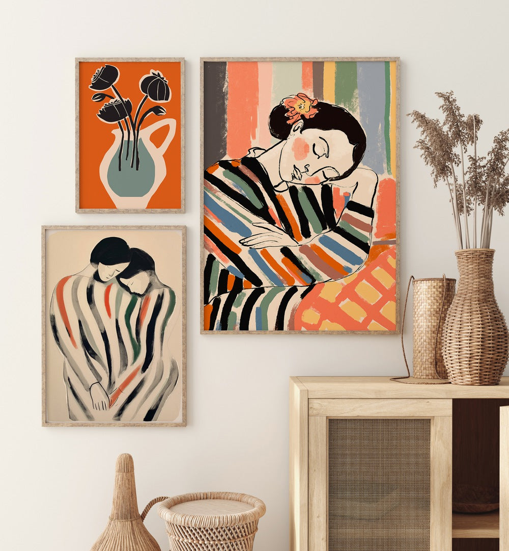 Brighten your decor with the ORANGE SHADES GALLERY WALL featuring elegant framed art for stylish gallery walls.