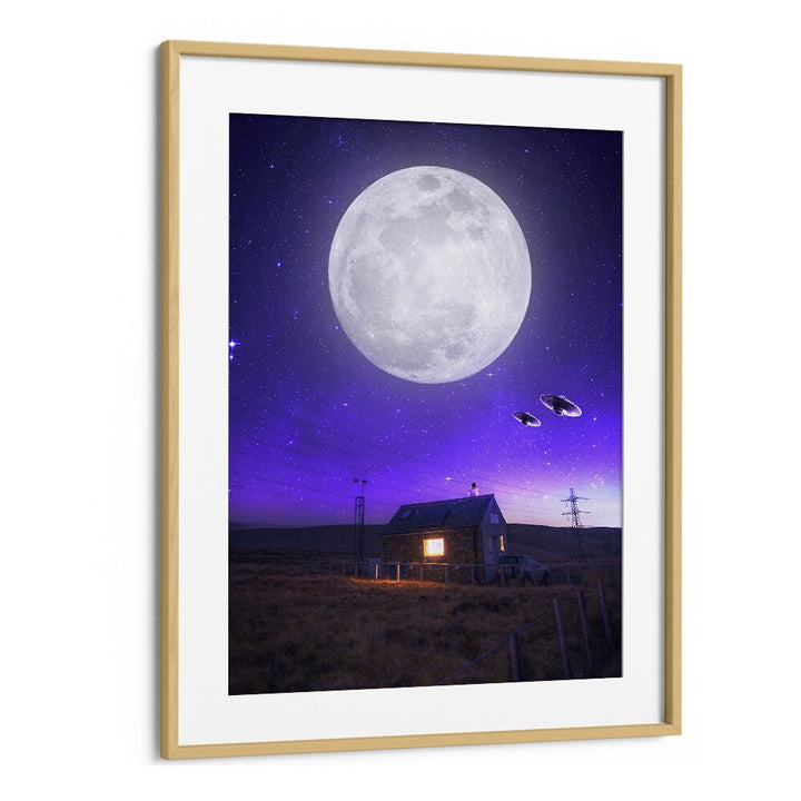 Discover the ORB OF NIGHT, SURREAL ART PRINTS by Ritvik Takkar, featuring a mystical moonlit landscape.