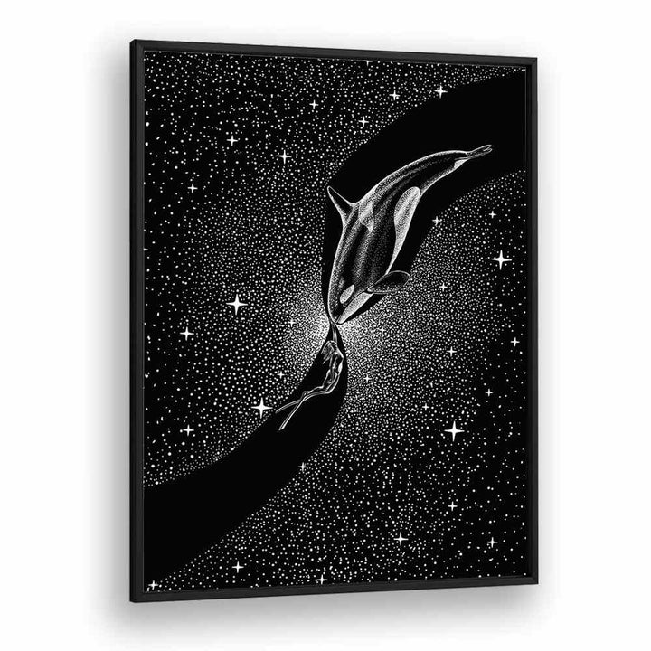 Explore the enchanting "ORCA AND DIVER, SURREAL ART PRINTS" by Aliriza Çakır, blending dreams and reality beautifully.