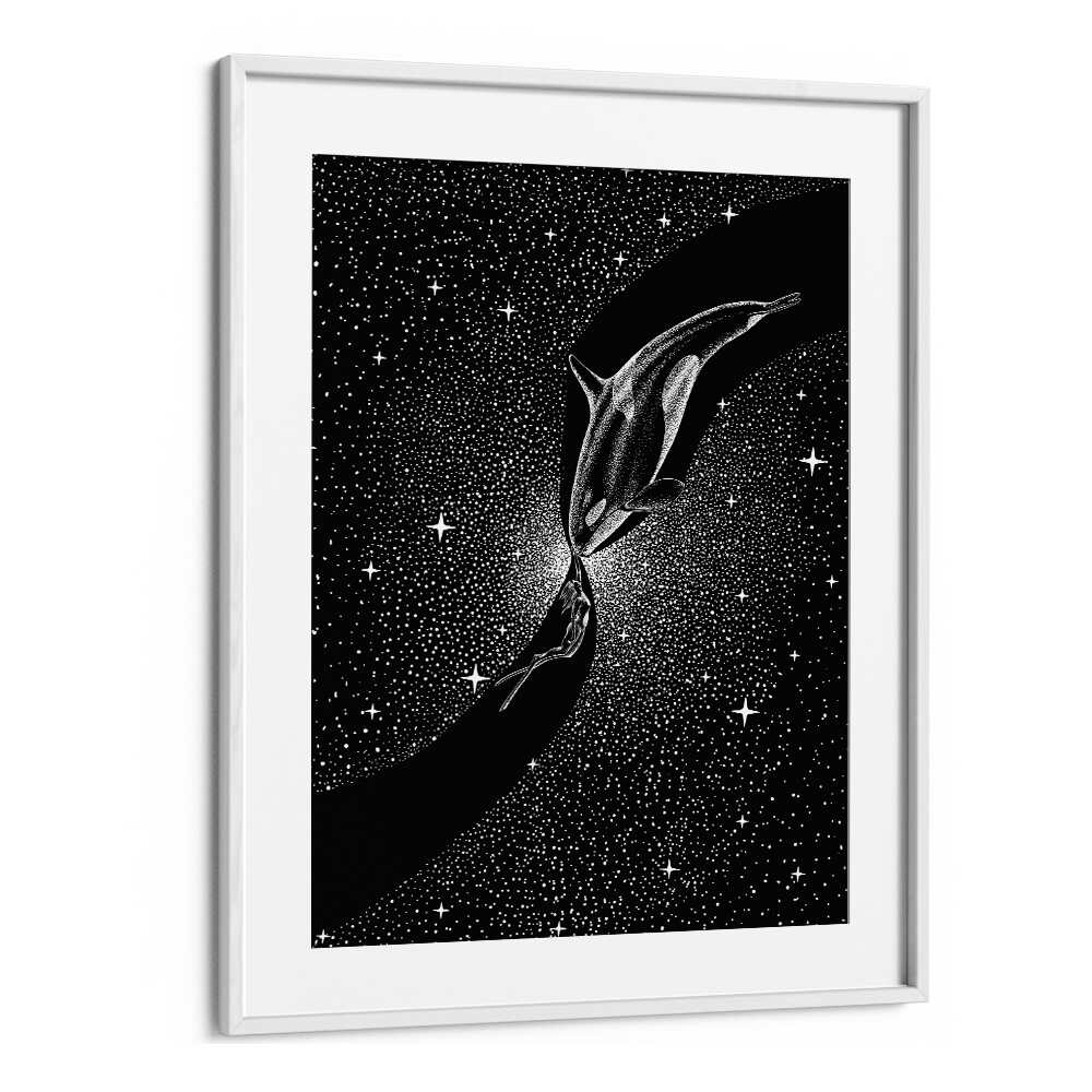 Surreal art prints featuring "Orca and Diver" by Aliriza Çakır, blending imagination and reality beautifully.