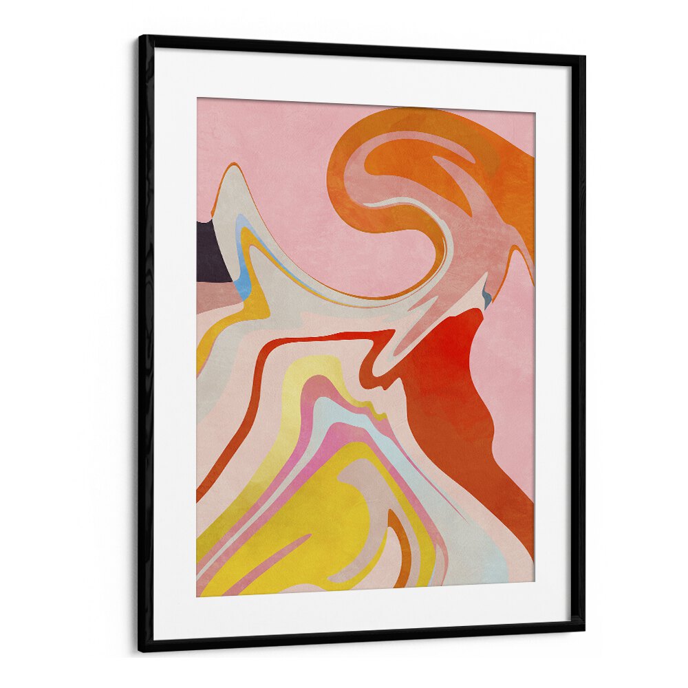 Transform your space with ORGANIC BAUHAUS WAVED II, ABSTRACT PAINTINGS by Ana Rut Bre in a sleek black frame.