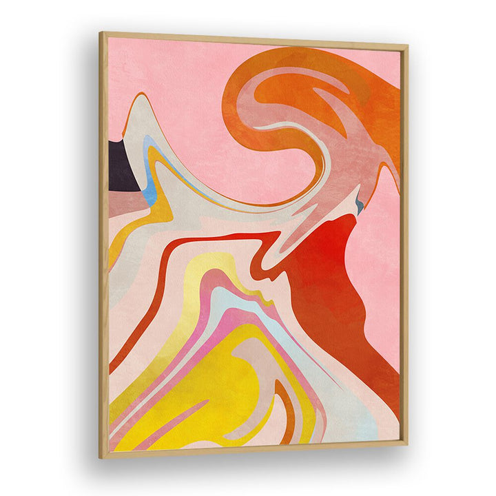 Transform your space with ORGANIC BAUHAUS WAVED II, ABSTRACT PAINTINGS by Ana Rut Bre in a sleek oak frame.