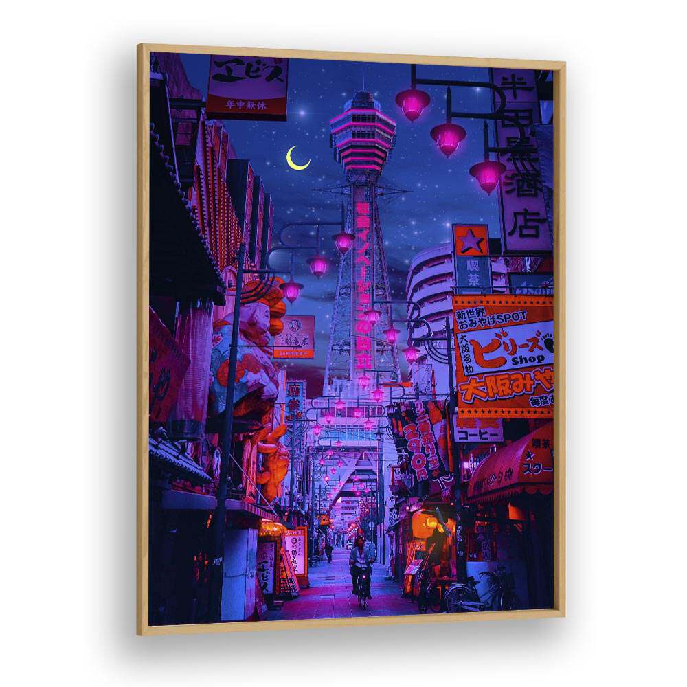 Vibrant Osaka Lights, a surreal art print by Ritvik Takkar, captures the city's beauty in stunning detail.