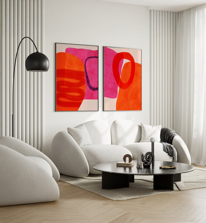 Elevate your decor with the PAINTED LINES SET, SET OF 2 PAINTINGS, featuring vibrant modern artistry.