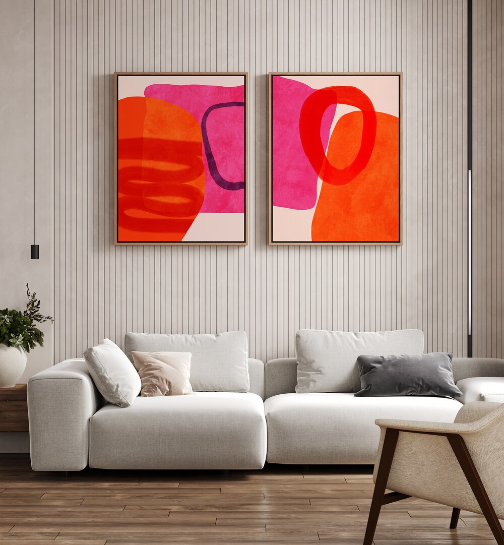 Bright and modern PAINTED LINES SET, SET OF 2 PAINTINGS adding sophistication to contemporary living spaces.