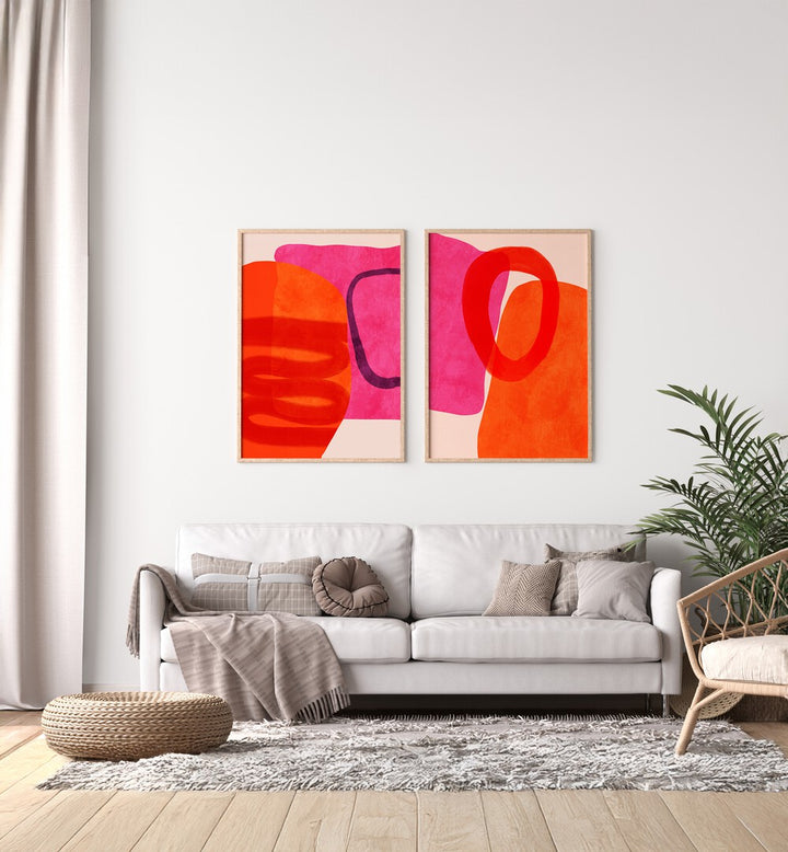 Vibrant PAINTED LINES SET, SET OF 2 PAINTINGS, enhances your space with modern elegance and captivating artistry.
