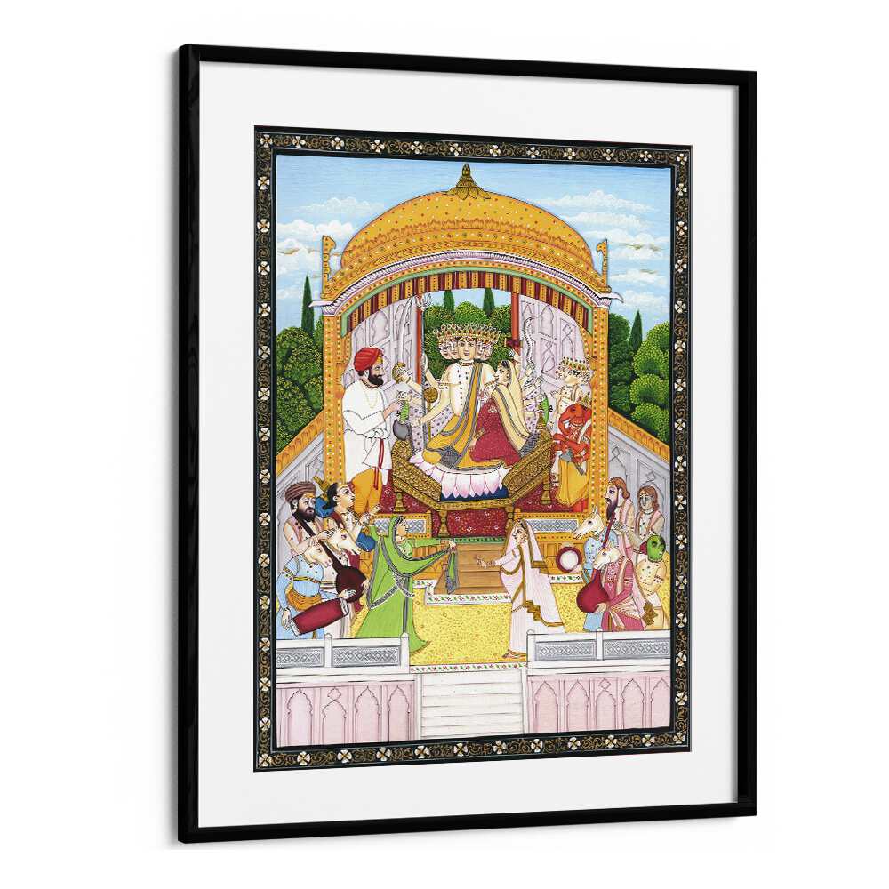 PANCHMUKHI SHIVA, INDIAN ART PAINTINGS beautifully showcases Lord Shiva's five iconic faces in vibrant detail.