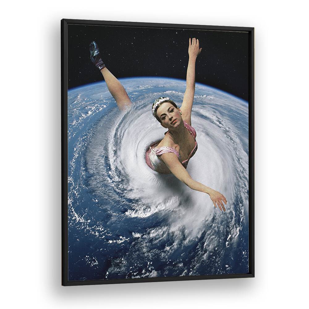 Pandemonium Pirouette, surreal art prints featuring a dancer swirling in a cosmic storm by Vertigo Artography.