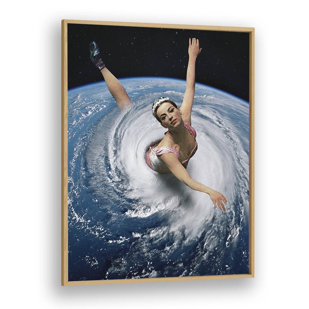 Whirling dancer in cosmic swirl: PANDEMONIUM PIROUETTE, SURREAL ART PRINTS by Vertigo Artography for unique decor.