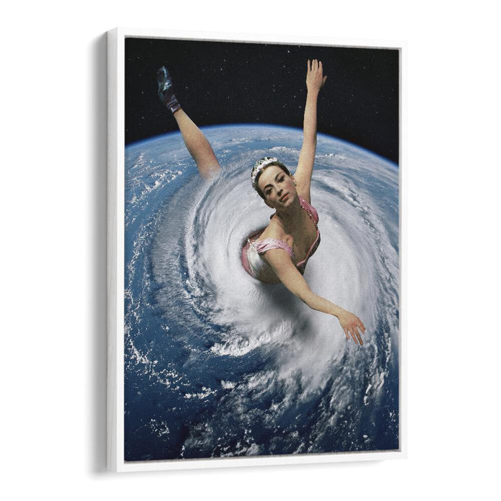 Surreal art print "Pandemonium Pirouette" by Vertigo Artography captures a dancer swirling in a cosmic whirlpool.