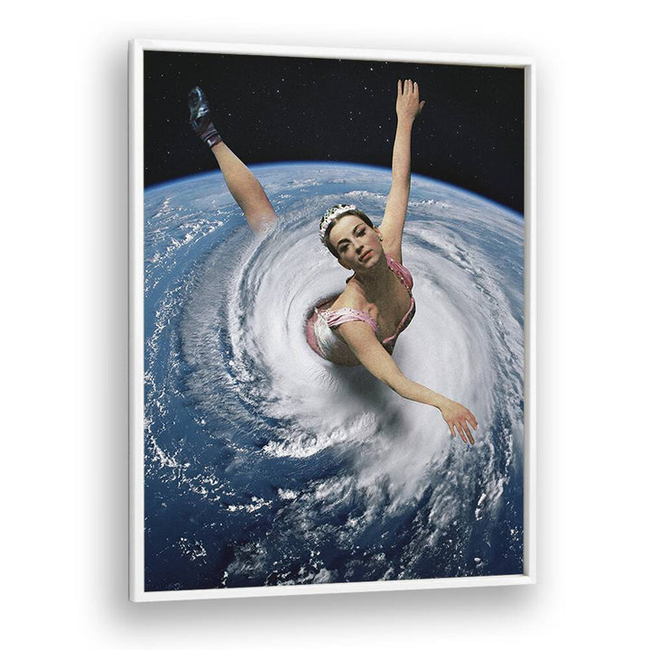 Pandemonium Pirouette, surreal art prints featuring a dancer in a swirling ocean scene by Vertigo Artography.