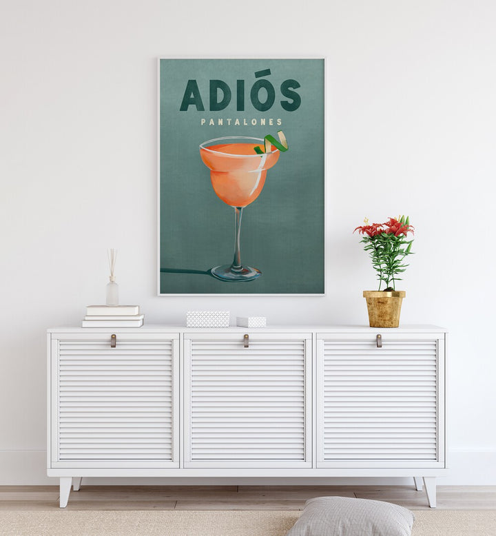 Stylish PANTALONES BAR poster featuring a vibrant cocktail, perfect for enhancing any lounge or personal space.