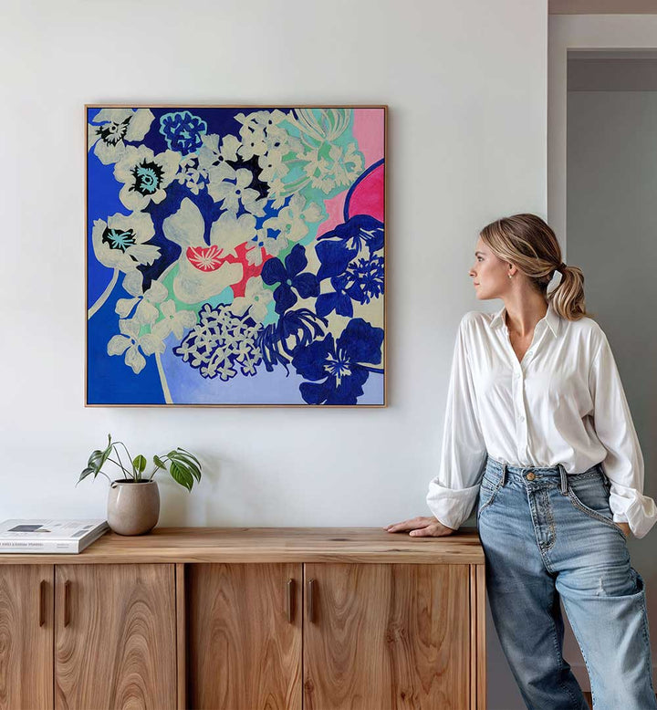 Bright and vibrant PAPER FLORAL, FLORAL FLOWER PAINTINGS enhance modern home decor with stunning floral artistry.