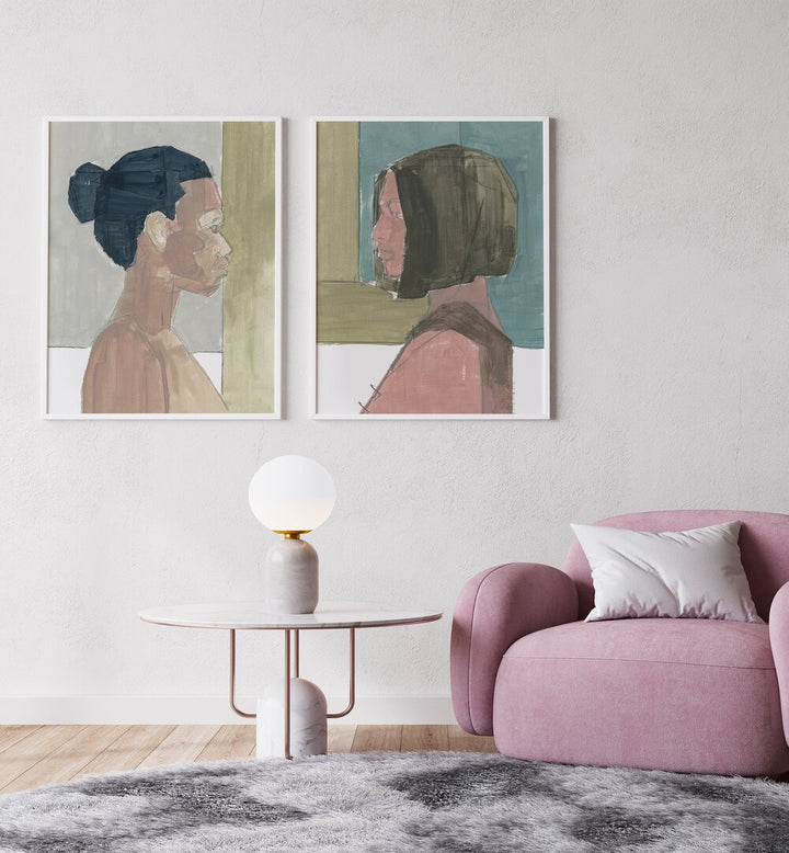 Elevate your decor with the PARALLEL CONNECTIONS SET, SET OF 2 PAINTINGS, showcasing modern elegance in art.