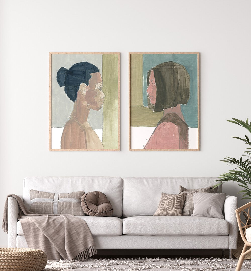 Beautifully showcase the PARALLEL CONNECTIONS SET, SET OF 2 PAINTINGS, enhancing your living space with elegance.