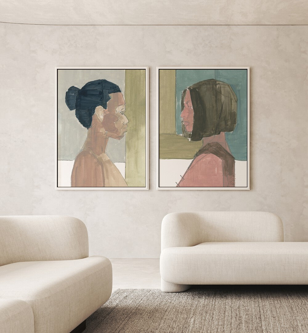 Elevate your space with the PARALLEL CONNECTIONS SET, SET OF 2 PAINTINGS featuring modern artistic designs.