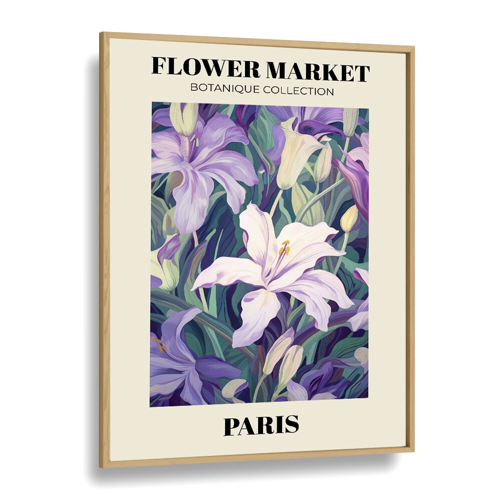 Elegant PARIS- FLOWER MARKETO, FLORAL FLOWER PAINTINGS featuring vibrant blooms in a stylish oak frame by Emel Tunaboylu.