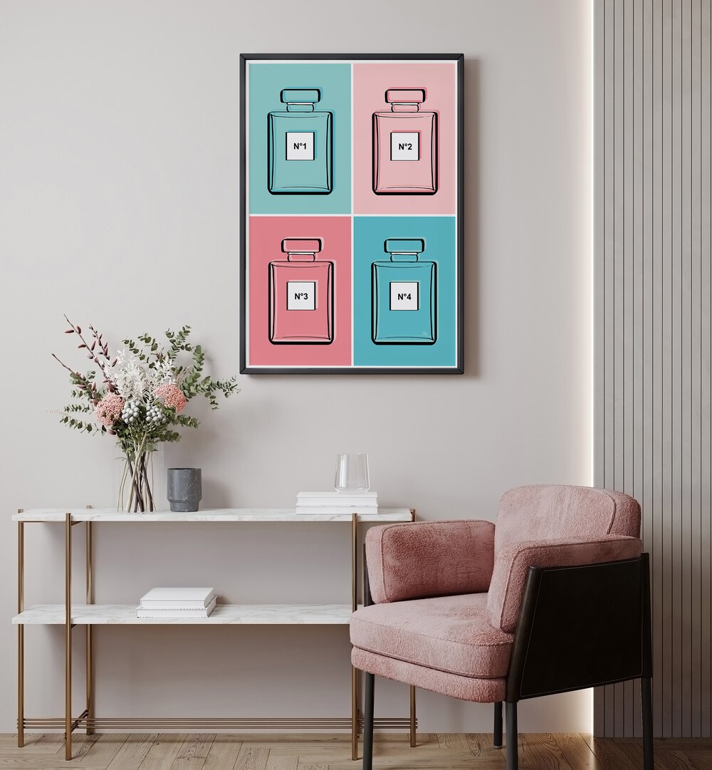 Pastel Perfumes fashion posters by Martina enhance any space with elegance and style. Perfect for modern interiors.