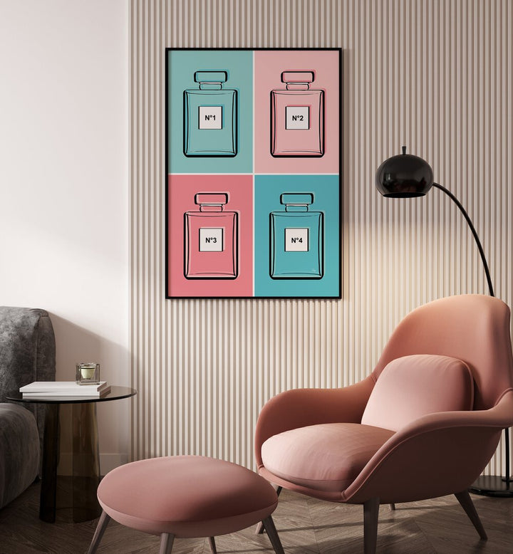 Pastel Perfumes fashion posters by Martina bring elegance to your space with stunning artwork and vibrant colors.
