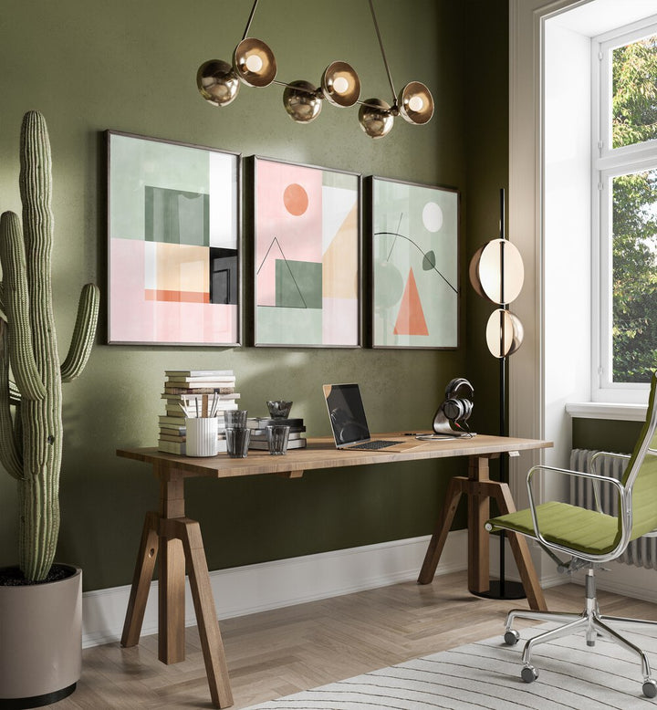 Stylish PASTEL PARADISE SET, SET OF 3 PAINTINGS adds tranquility and sophistication to any living space.