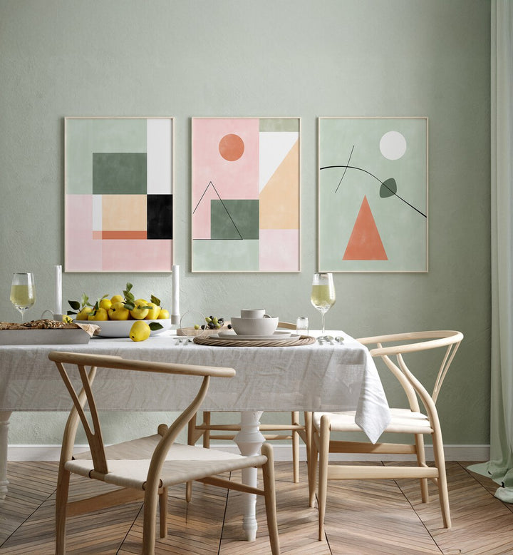 Elevate your décor with the PASTEL PARADISE SET, SET OF 3 PAINTINGS, adding tranquility to any space.