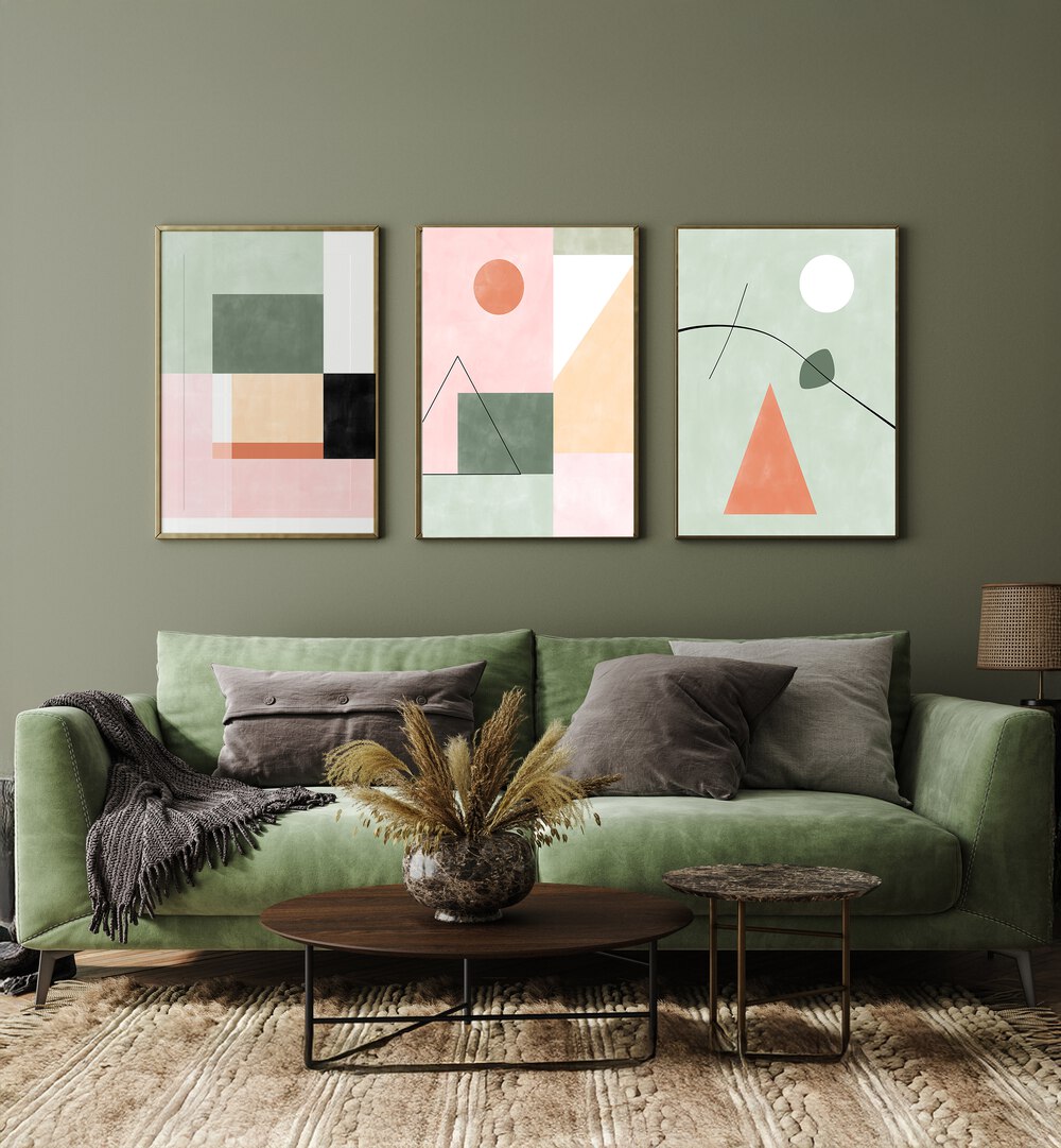 Transform your space with the PASTEL PARADISE SET, SET OF 3 PAINTINGS, adding tranquility and style to your décor.