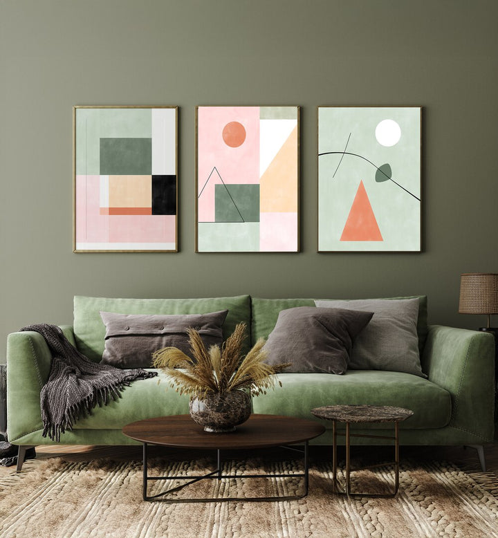 Transform your space with the PASTEL PARADISE SET, SET OF 3 PAINTINGS, adding tranquility and style to your décor.
