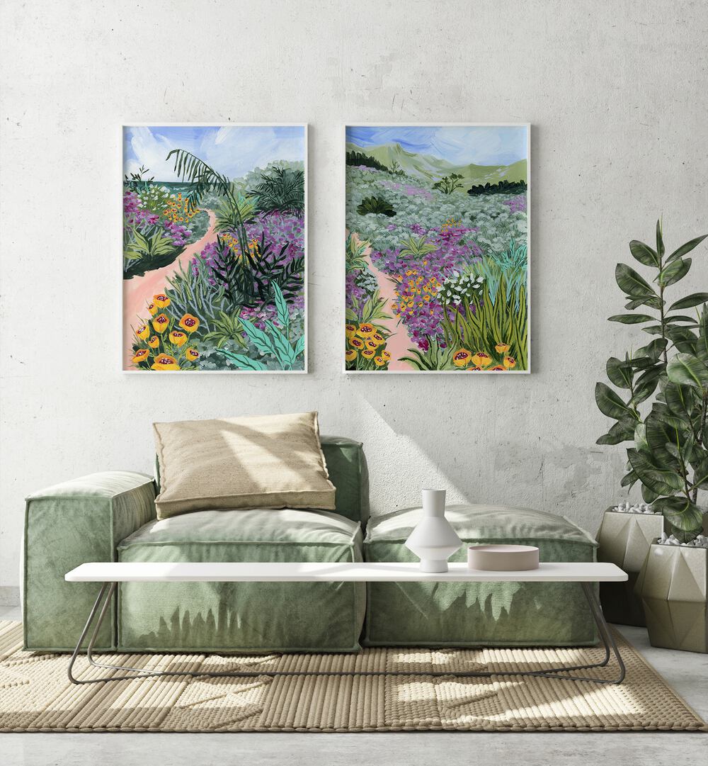 Transform your space with the PATH TO THE PACIFIC SET, SET OF 2 PAINTINGS showcasing serene coastal landscapes.