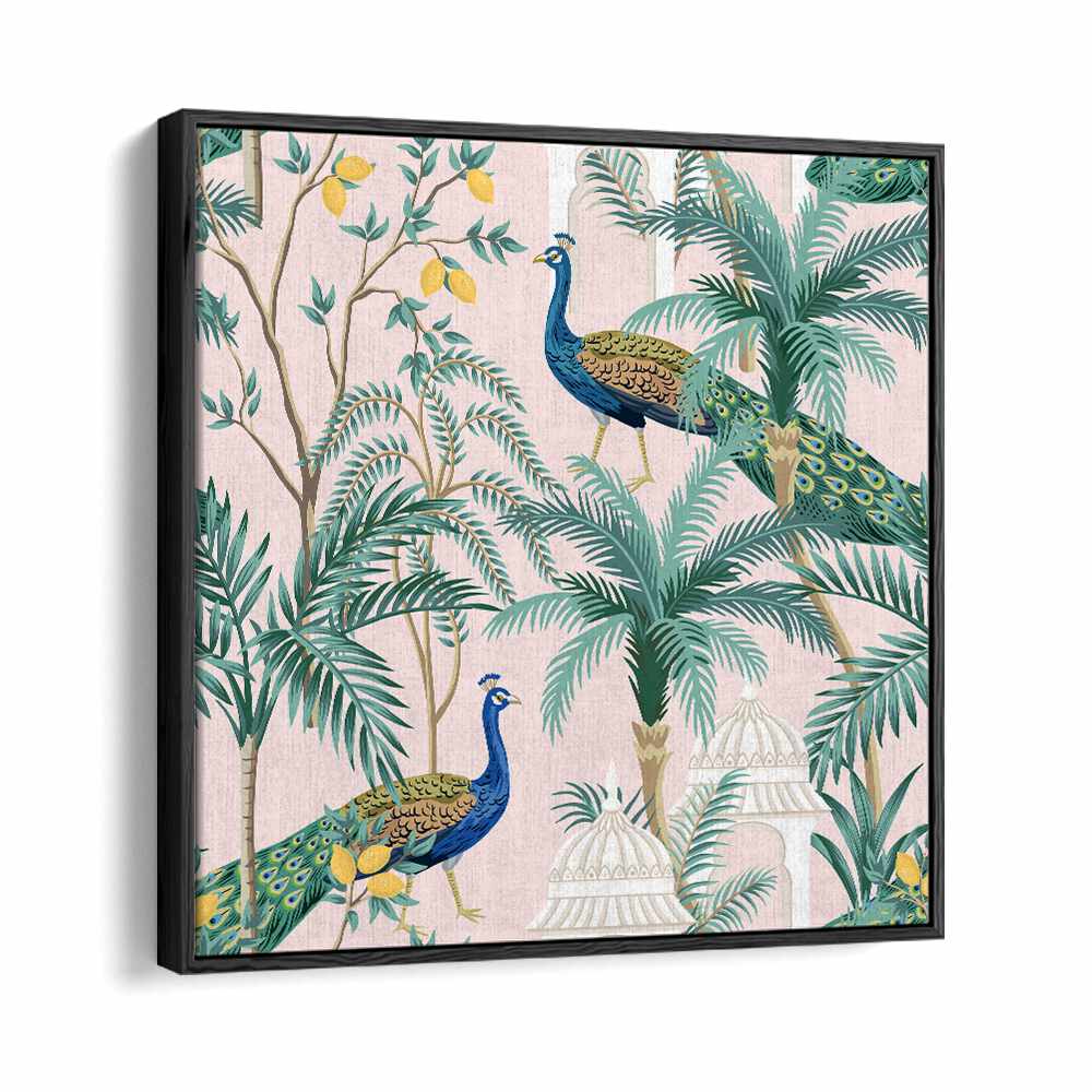 Vibrant PEACOCK IN MANGO GARDEN, INDIAN ART PAINTINGS showcasing nature's beauty in exquisite detail by Ambika Aam Bagicha.