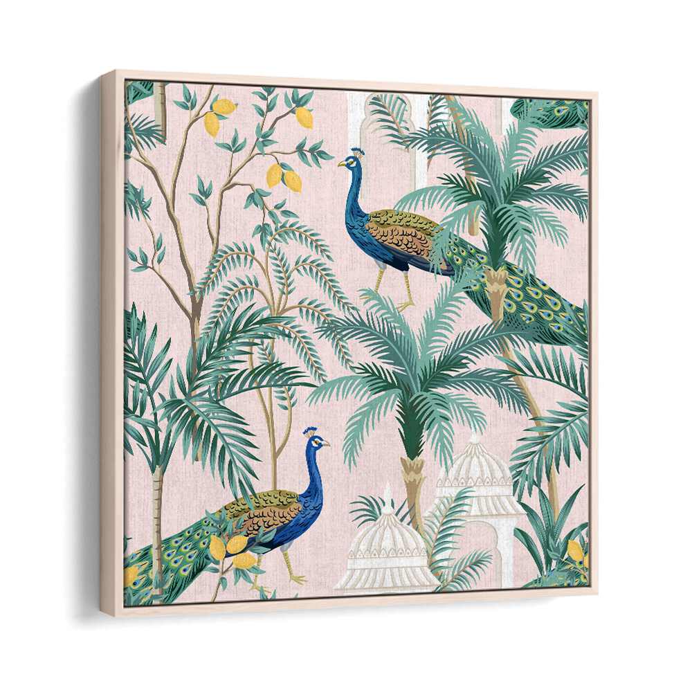 Vibrant PEACOCK IN MANGO GARDEN, INDIAN ART PAINTINGS showcasing nature's beauty by Ambika Aam Bagicha.