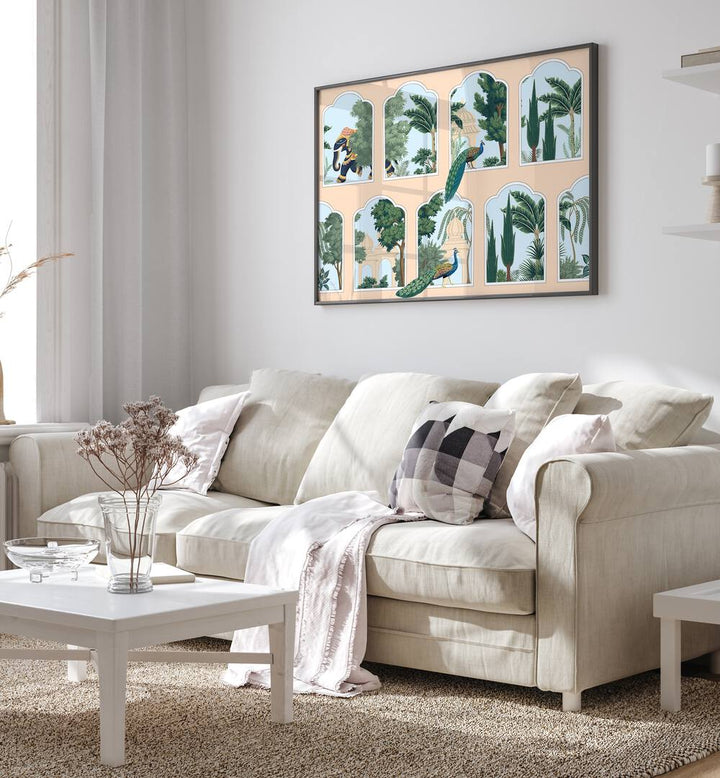 PEACOCK AND ELEPHANT AN, INDIAN ART PAINTINGS add elegance to any space, showcasing Mughal artistry in vibrant detail.