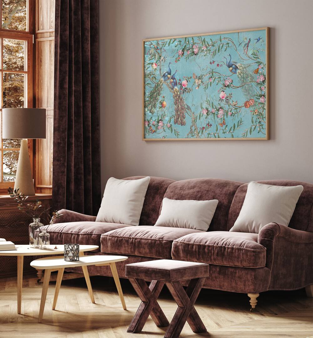 Elegant Peacock Blossom Indian Art Paintings brighten up any space, celebrating traditional artistry and culture.