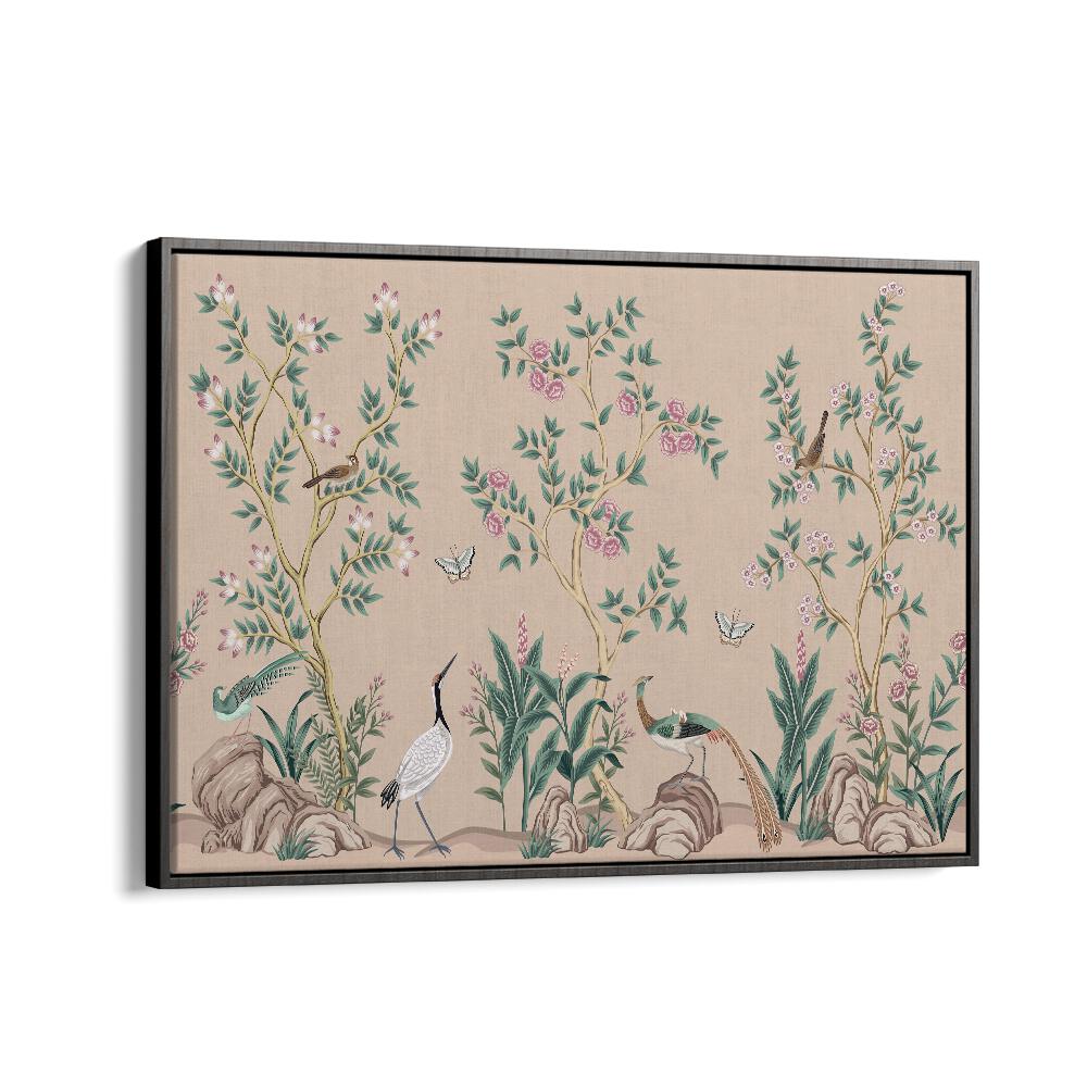 Vibrant PEACOCKS AND BIRDS IN FLOWER GARDEN II, INDIAN ART PAINTINGS, enhancing your space with nature's beauty.