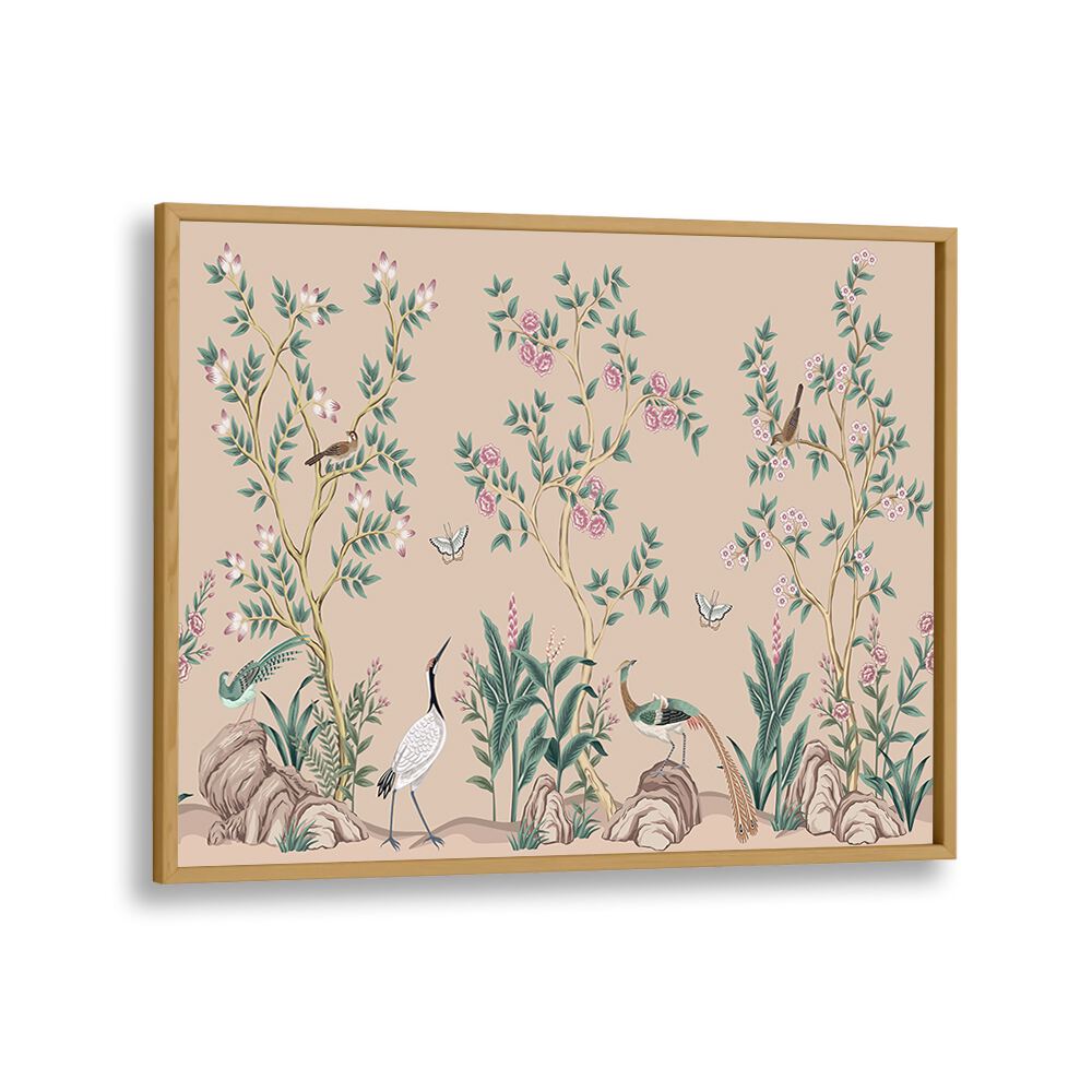 Vibrant PEACOCKS AND BIRDS IN FLOWER GARDEN II, INDIAN ART PAINTINGS bring nature's beauty to your home décor.