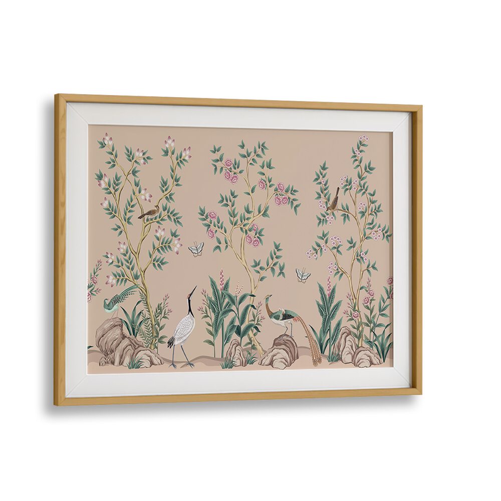 Vibrant PEACOCKS AND BIRDS IN FLOWER GARDEN II, INDIAN ART PAINTINGS, enhancing your space with nature's beauty.