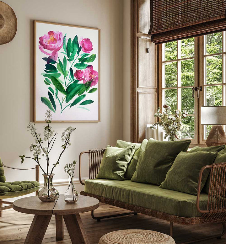 PEONIES III , FLORAL FLOWER PAINTINGS